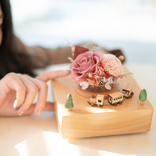Load image into Gallery viewer, Joyful Train Preserved Flower Music Box Pink Yellow
