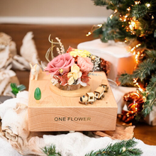 Load image into Gallery viewer, Joyful Train Preserved Flower Music Box Pink Yellow