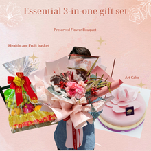 將圖片載入圖庫檢視器 澳門限定ESSENTIAL禮品3合1SET - 永生花束+蛋糕+養生果籃
