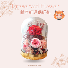 Load image into Gallery viewer, Preserved Flower Glass Dome RED 好運保鮮花 鴻運當頭