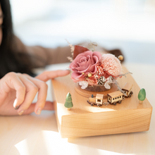 Load image into Gallery viewer, Joyful Train Preserved Flower Music Box Pink Yellow
