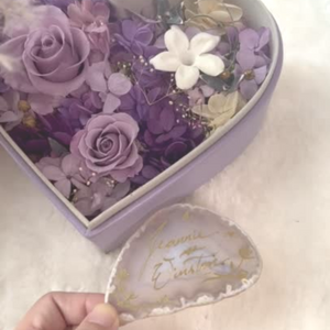 Gift Set - Premium Preserved Flower Box Elegant Purple x Agate Stone Calligraphy