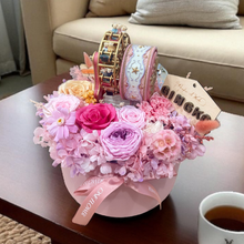 Load image into Gallery viewer, Deluxe Starry Ferries Wheel Preserved Flower Music Box Blossom Pink Romance
