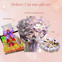 Load image into Gallery viewer, Macau Deluxe Gift Set B 3-in-one Fresh Flower Bouquet +Cake+Fruit Basket 紫攜美意
