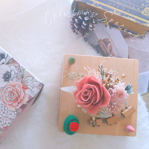 Christmas Version Life is a DREAM Preserved Flower Music Box Home Demor Dusty Pink 永生花 X 火車音樂盒治癒家居擺設