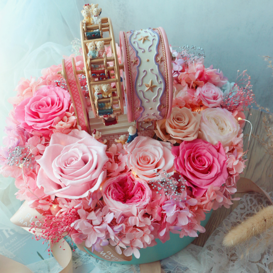 One Flower Starry Ferries Wheel Preserved Flower Box Blossom Pink