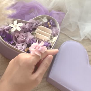 Gift Set - Premium Preserved Flower Box Elegant Purple  + Velvet Ringbox