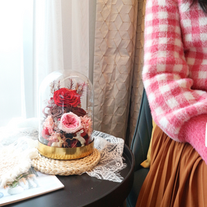 Preserved Flower Glass Dome RED 好運保鮮花 鴻運當頭