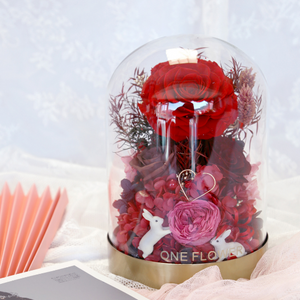 Preserved Flower Glass Dome RED 好運保鮮花 鴻運當頭