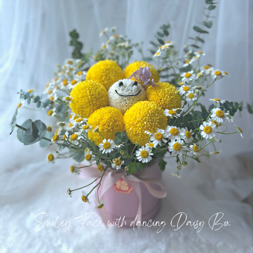 Smiley Happy Face with Daisy Fresh Flower Box