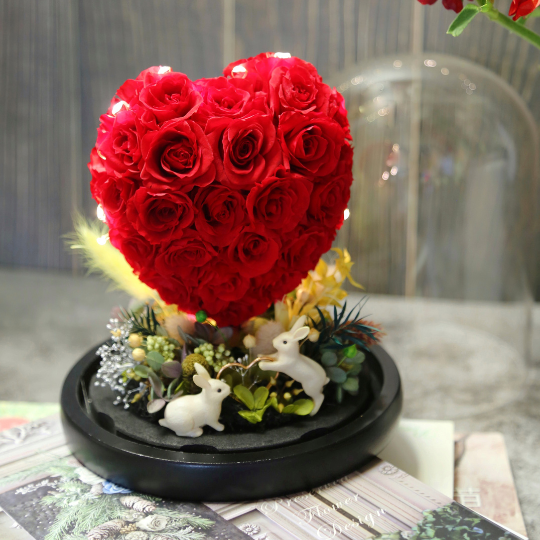 You deserve my love Preserved Flower Giant Heart Tree Classic Red with green garden