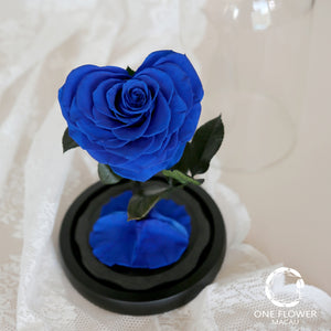 Preserved Flower Soul Love Glass Dome Royal Blue