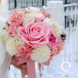 Preserved Flower Bridal Bouquet Winter Pink